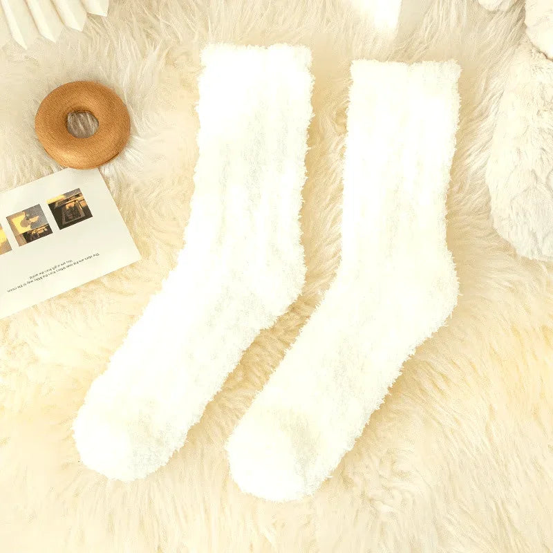 Chaussettes Duveteuses Thermiques Femme - Chaussettes Chaudes Pelucheuses Imprimées Animaux Hiver